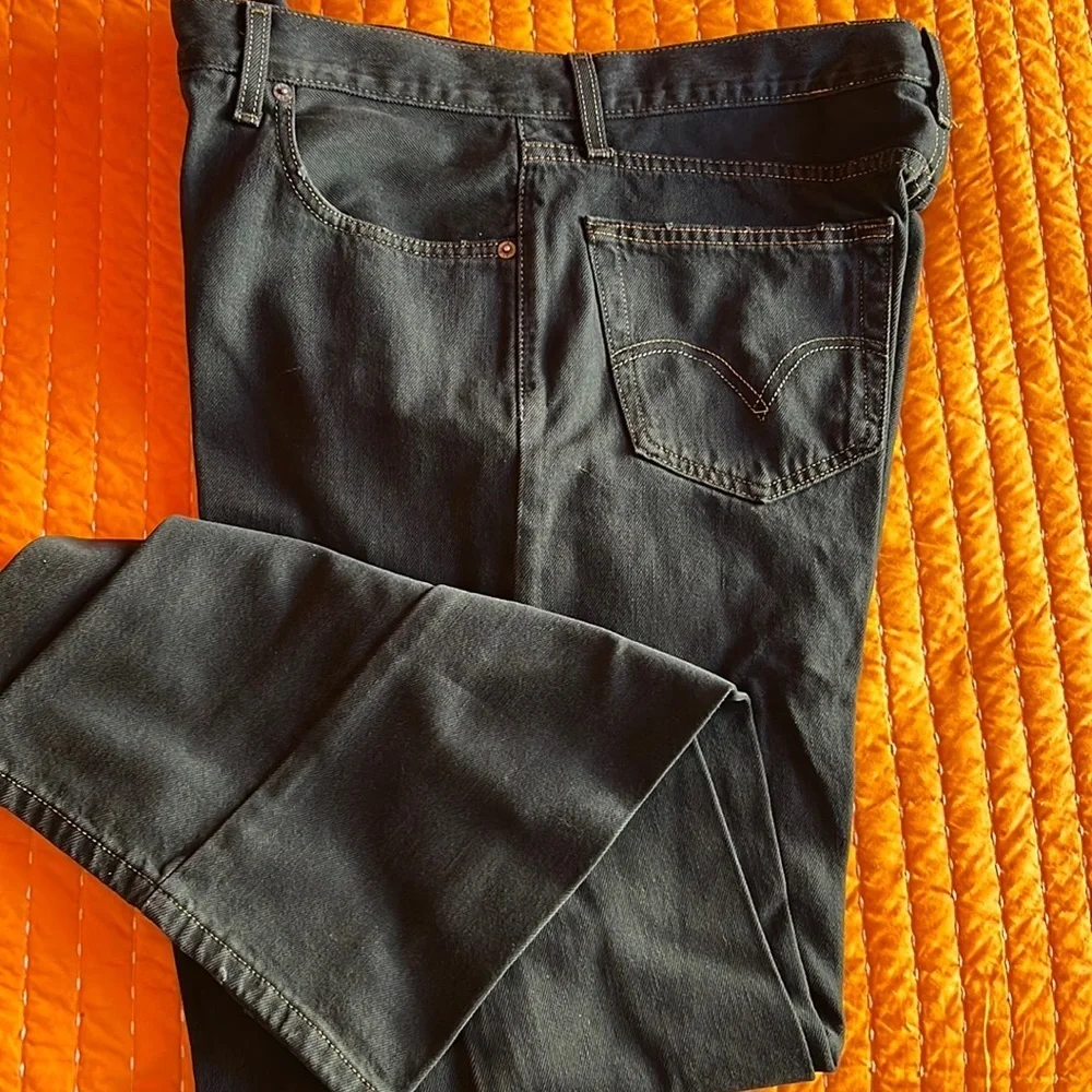 Levi Strauss 529  low rise straight leg black jeans yellow stitching 36x30